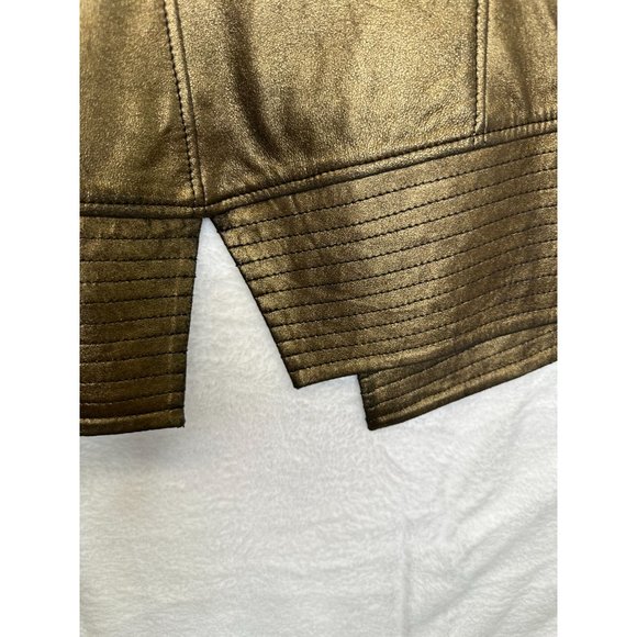 Reba Western Metallic Gold Goat Leather Jacket - Picture 7 of 9